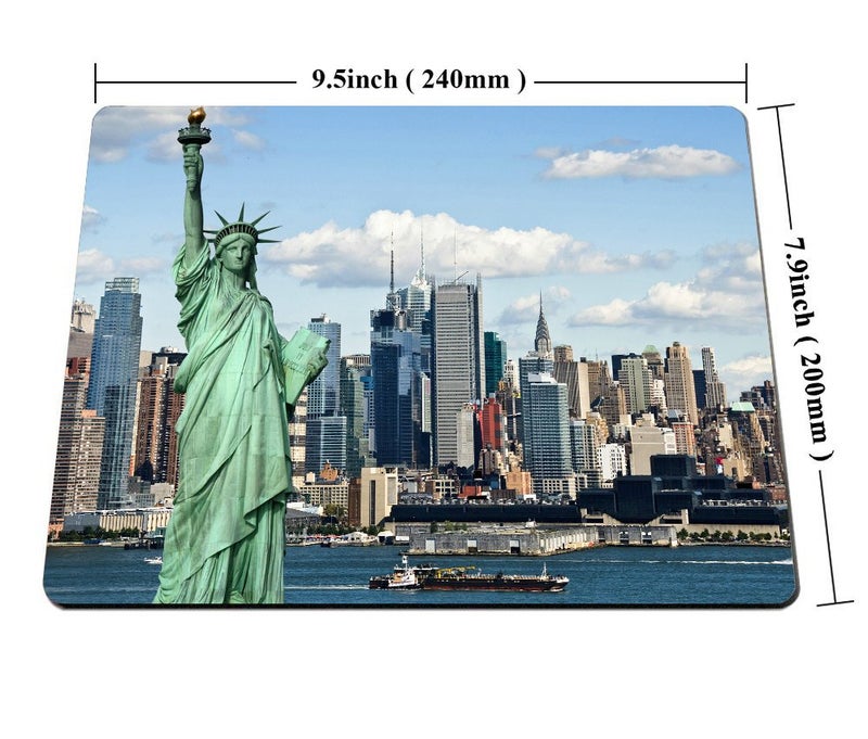 Smooffly New York Mouse Pad, Statue of Liberty in NYC Harbor Urban City Print Famous Cultural Landmark Picture, Customized Rectangle Non-Slip Rubber Mousepad, 9.5 X 7.9 Inches, Mint Blue - Image 2